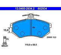 ATE Juego de 4 pastillas de freno para AUDI: A4, 80, CoupÃ©, 90, Cabriolet, 100, Quattro, 200 (Ref: 13.0460-2934.2)
