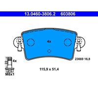 ATE Juego de 4 pastillas de freno para NISSAN: Interstar & RENAULT: Master & OPEL: Movano & VAUXHALL: Movano (Ref: 13.0460-3806.2)