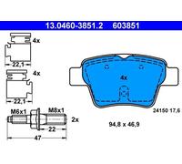 Pastillas de freno 13.0460-3851.2 ATE para PEUGEOT 207 207 CC 207 SW
