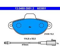 Juego de pastillas de freno ATE 13.0460-3951.2, delante