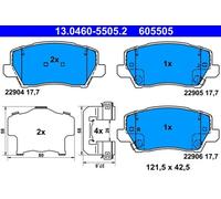 Pastillas de freno 13.0460-5505.2 ATE para KIA PICANTO III