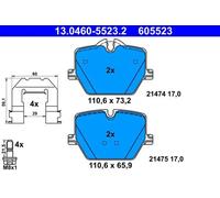 ATE Juego de 4 pastillas de freno para BMW: i4, SÃ©rie 4, SÃ©rie 3, Z4, SÃ©rie 2 & TOYOTA: Supra (Ref: 13.0460-5523.2)