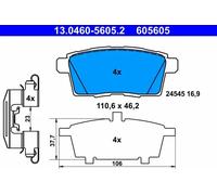 Pastillas de freno 13.0460-5605.2 ATE para MAZDA CX-7 CX-9