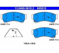 Pastillas de freno 13.0460-5610.2 ATE para MAZDA 6 Hatchback 6 Station Wagon