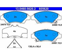 ATE Juego de 4 pastillas de freno para HONDA: Jazz, Insight (Ref: 13.0460-5620.2)