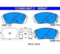 Pastillas de freno 13.0460-5647.2 ATE para HYUNDAI KIA