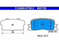 Pastillas de freno 13.0460-5738.2 ATE para TOYOTA CAMRY Sedán