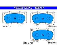 Juego de pastillas de freno ATE 13.0460-5747.2, delante