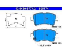 Pastillas de freno 13.0460-5774.2 ATE para SUZUKI LIANA Hatchback LIANA