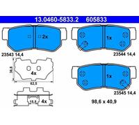 Pastillas de freno 13.0460-5833.2 ATE para KIA HYUNDAI