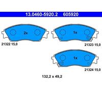 ATE Pastillas de freno 13.0460-5920.2 Juego de 4 delanteras para Honda CRX, Civic, Concerto