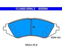 ATE Juego de 4 pastillas de freno 13.0460-5994.2 para Daewoo/Chevrolet Lanos, Nubira, Rezzo, Tacuma