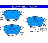 ATE Juego de 4 pastillas de freno 13.0460-7256.2 delanteras para AUDI A4/A5
