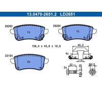 ATE Juego de 4 pastillas de freno para RENAULT: Captur, Arkana & NISSAN: Juke (Ref: 13.0470-2651.2)