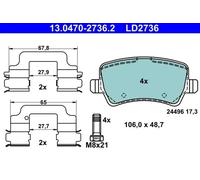 Pastillas de freno 13.0470-2736.2 ATE para VOLVO V60 I V70 III XC60 I SUV S80 II