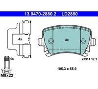 Pastillas de freno 13.0470-2880.2 ATE para VW SEAT SKODA AUDI