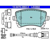 Pastillas de freno 13.0470-2882.2 ATE para VW TRANSPORTER T5 Autobús MULTIVAN T5