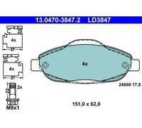 Pastillas de freno 13.0470-3847.2 ATE para PEUGEOT 308 I 308 SW I 308 CC