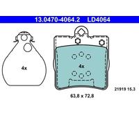 Juego de pastillas de freno ATE 13.0470-4064.2, atrás, Cerámica