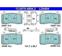 Juego de pastillas de freno ATE 13.0470-4894.2, delante