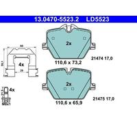 ATE Juego de 4 pastillas de freno para BMW: SÃ©rie 3, Z4, SÃ©rie 4, SÃ©rie 2, i4 & TOYOTA: Supra (Ref: 13.0470-5523.2)