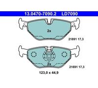 Juego de pastillas de freno ATE 13.0470-7090.2, atrás, Cerámica