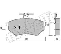 METELLI Juego de 4 pastillas de freno para VOLKSWAGEN: Golf, Passat, Golf Cabriolet, Corrado, Vento, Caddy & SEAT: Cordoba, Ibiza (Ref: 22-0050-2)