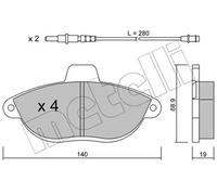metelligroup 22-0105-0 Pastillas de Freno, Made in Italy, Repuestos para Automóviles, Certificación ECE R90, sin Cobre