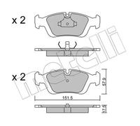 metelligroup 22-0124-0 Pastillas de Freno, Made in Italy, Repuestos para Automóviles, Certificación ECE R90, sin Cobre