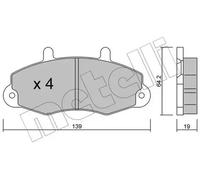 METELLI Juego de 4 pastillas de freno para FORD: Transit/Tourneo (Ref: 22-0194-0)