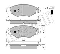 METELLI Juego de 4 pastillas de freno para PEUGEOT: 206, 206+ (Ref: 22-0254-1)