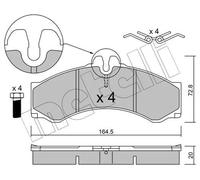 METELLI Juego de 4 pastillas de freno para MERCEDES-BENZ: Sprinter & VOLKSWAGEN: LT (Ref: 22-0262-0)