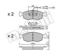 Pastillas de freno 22-0274-4 METELLI para FIAT 500 C PUNTO EVO 500 PUNTO