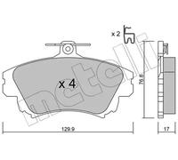 Metelli Pastillas de freno 22-0286-0 – Juego de 4 – Made in Italy