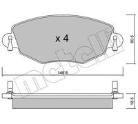 METELLI Juego de 4 pastillas de freno para FORD: Mondeo & JAGUAR: X-Type (Ref: 22-0318-0)