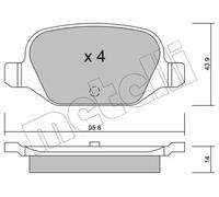 METELLI Juego de 4 pastillas de freno para ABARTH: 500 & FIAT: 500, Panda, Punto, Idea & LANCIA: Musa, Ypsilon & CITROËN: Mehari (Ref: 22-0324-0)