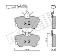 METELLI Juego de 4 pastillas de freno para VOLKSWAGEN: Sharan, Transporter & SEAT: Alhambra & FORD: Galaxy (Ref: 22-0346-2)