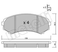 Pastillas de freno 22-0399-0 METELLI para MAZDA MITSUBISHI