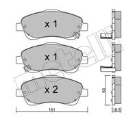 METELLI Juego de 4 pastillas de freno para TOYOTA: Corolla Verso, Avensis (Ref: 22-0450-0)