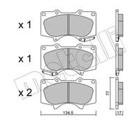 METELLI Juego de 4 pastillas de freno para TOYOTA: Land Cruiser, Hilux & MITSUBISHI: Shogun, Pajero, Montero (Ref: 22-0454-0)