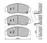 METELLI Juego de 4 pastillas de freno para HONDA: Stream, FR-V, Civic, Accord (Ref: 22-0462-0)