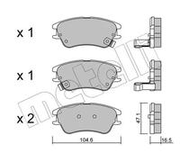 METELLI Juego de 4 pastillas de freno para HYUNDAI: Atos, Amica, Atos Prime (Ref: 22-0502-0)