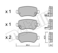 metelligroup 22-0542-0 Pastillas de Freno, Made in Italy, Repuestos para Automóviles, Certificación ECE R90, sin Cobre