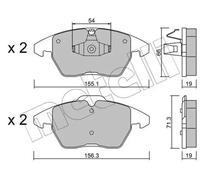 METELLI Juego de 4 pastillas de freno para PEUGEOT: 307, 3008, 208, 308, 207, RCZ & CITROËN: C4 (Ref: 22-0548-1)