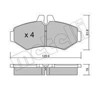 METELLI Juego de 4 pastillas de freno para MERCEDES-BENZ: Sprinter VOLKSWAGEN: LT (Ref: 22-0572-0)