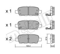 METELLI Juego de 4 pastillas de freno para SUZUKI: Grand Vitara & INFINITI: QX50/EX, QX70/FX, Q70/M, Q60, Q50 & NISSAN: Juke, Murano (Ref: 22-0612-0)