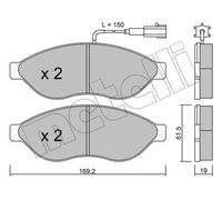 Metelli Juego 4 pastillas de freno 22-0708-1 para Peugeot Boxer, Fiat Ducato y Citroën Jumper/Relay