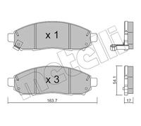 METELLI Juego de 4 pastillas de freno para NISSAN: Navara, Pathfinder (Ref: 22-0743-0)