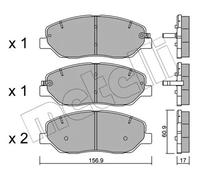 METELLI Juego de 4 pastillas de freno para HYUNDAI: Santa Fe & SSANGYONG: Rexton, Musso & KIA: Sorento (Ref: 22-0787-0)