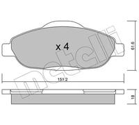 METELLI Juego de 4 pastillas de freno para PEUGEOT: 3008, 308 (Ref: 22-0804-0)